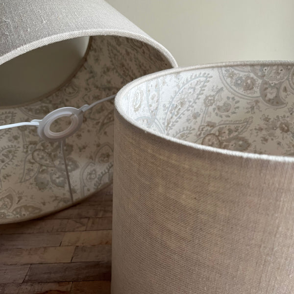 Peony & Sage Xanthe Opal Blue and Donkey Greys on Herringbone Linen