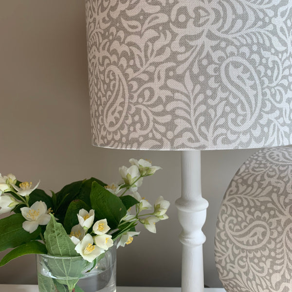 Peony & Sage India Linen in Gustavian Grey on Cream Linen - off cut