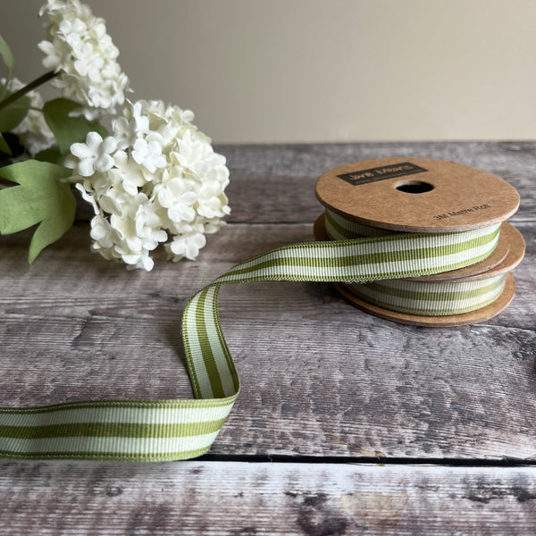 Fern & Sage Stripe Ribbon