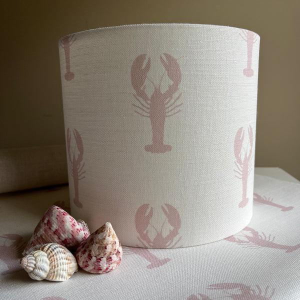 Lobster Pot Pale Pink Icing Linen Drum Lampshade