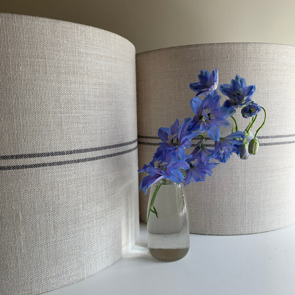 Peony & Sage Grainsack Stripe Skinny -  Faded Charcoal on Grainsack linen - Offcut