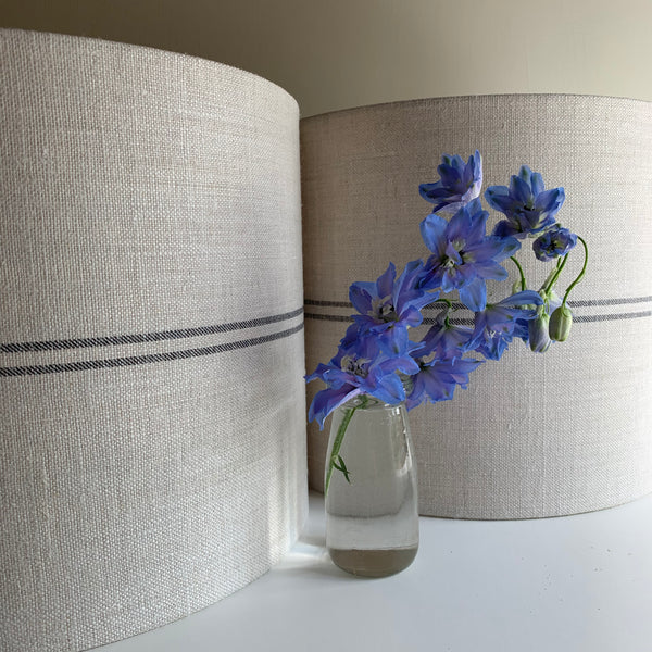 Peony & Sage Grainsack Stripe Skinny - Faded Charcoal on Grainsack linen - Offcut