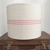 Triple Stripe in Peony Cerise on Grainsack Linen Drum Lampshade