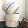 Triple Stripe in Peony Cerise on Grainsack Linen Drum Lampshade