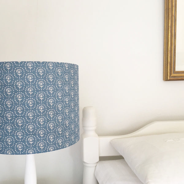 Cornish Blue Blotch Daisy Linen Lampshade - Lolly & Boo - 1