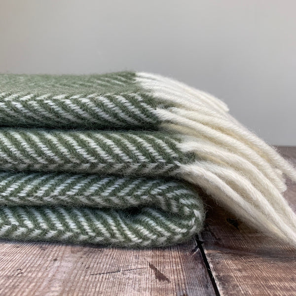 Olive Fishbone Throw