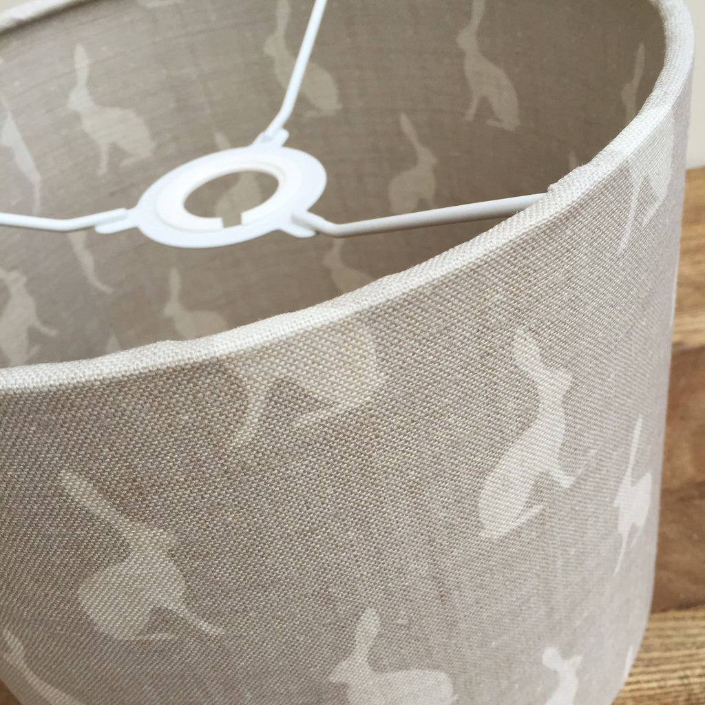 Peony & Sage Mini Hares on Gustavian Grey Linen - Offcut - Lolly & Boo