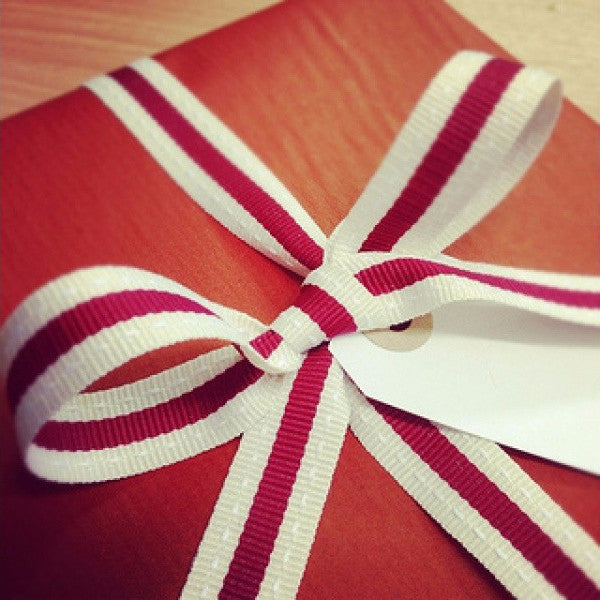 Cranberry Striped Ribbon - Lolly & Boo - 1