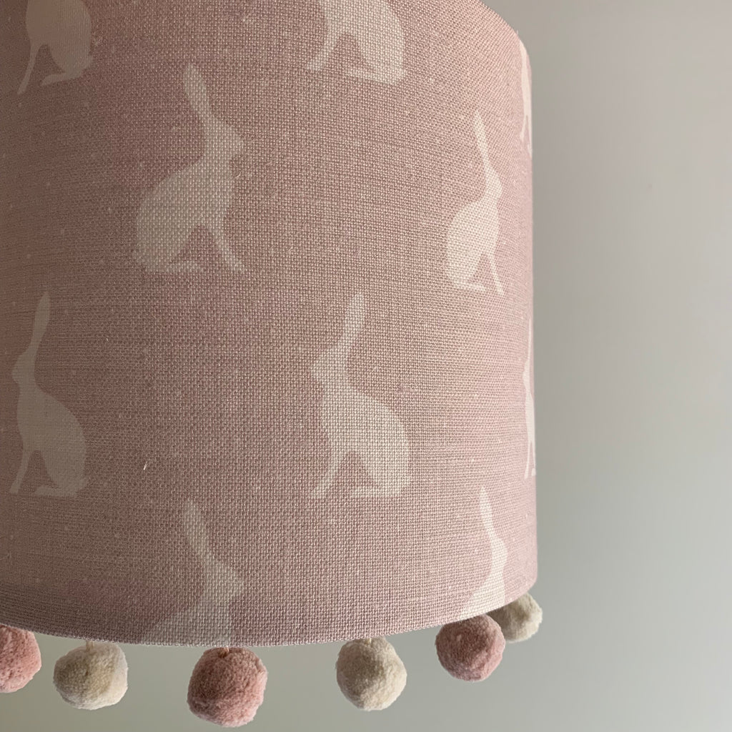 Faded Heather Mini Hares Pom Pom Lampshade