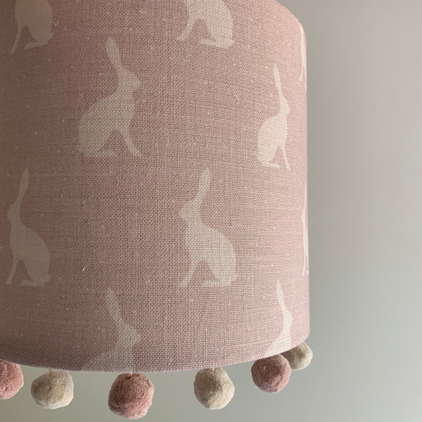 Faded Heather Mini Hares Pom Pom Lampshade