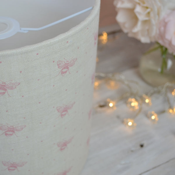 Blush Pink Just Bees Linen Drum Lampshade - Lolly & Boo - 1