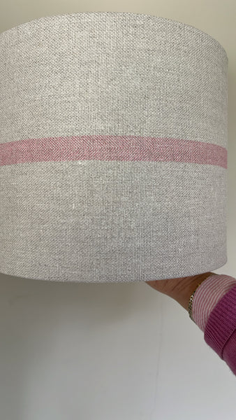 Peony & Sage Capri Stripe in French Blossom on Grainsack Linen - Offcut