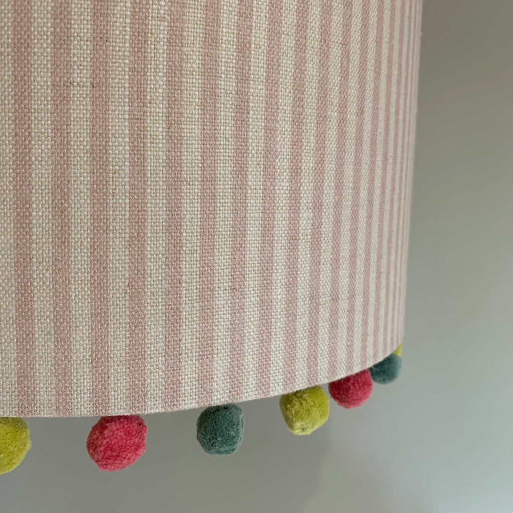 Peony & Sage Eva Stripe Dusky Pink on Chunky Linen - Offcuts