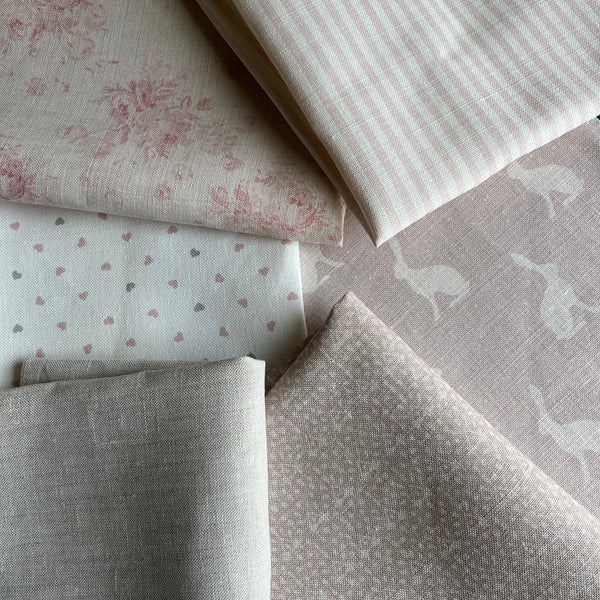 Linen Fabric Craft Pack - Pretty Pinks 6