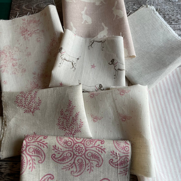 Linen Fabric Craft Pack - Smaller Projects Pretty Pinks 4