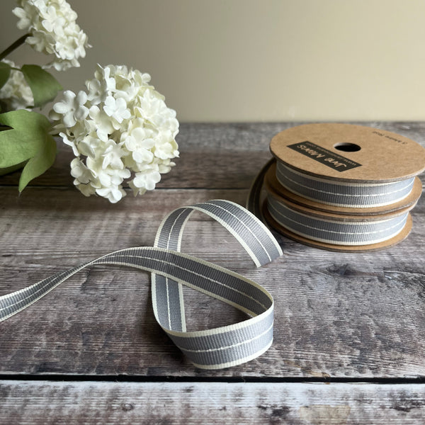 Vintage Pale Grey Stitched Ribbon