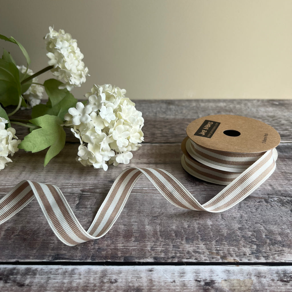 Beige and Cream Striped Ribbon