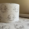 Small Birdsong in Belgian Grey on Stone Linen Lampshade