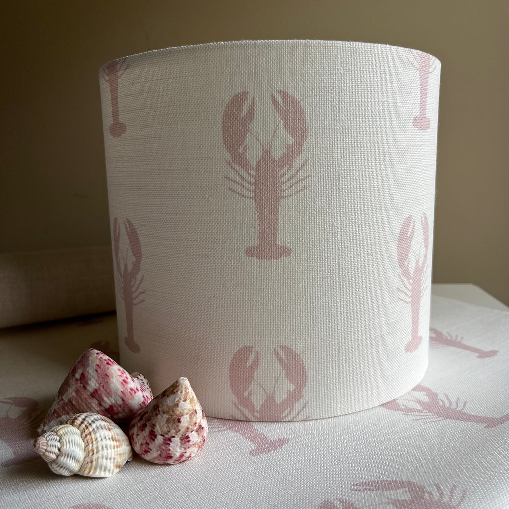 Lobster Pot Pale Pink Icing  Linen Drum Lampshade