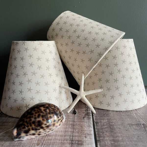 Mini Starfish Linen Lampshade - Dove on Ivory