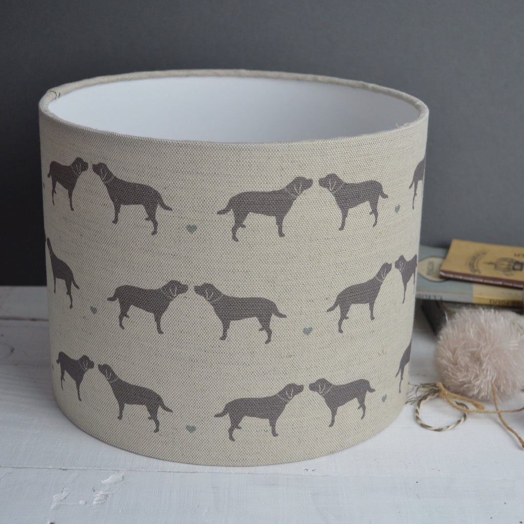 Labrador & Hearts Linen Drum Lampshade - Lolly & Boo - 1
