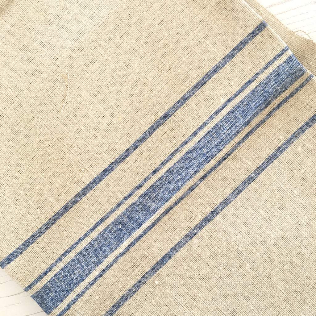 Peony & Sage Danish Stripe ink blue Linen - Offcut