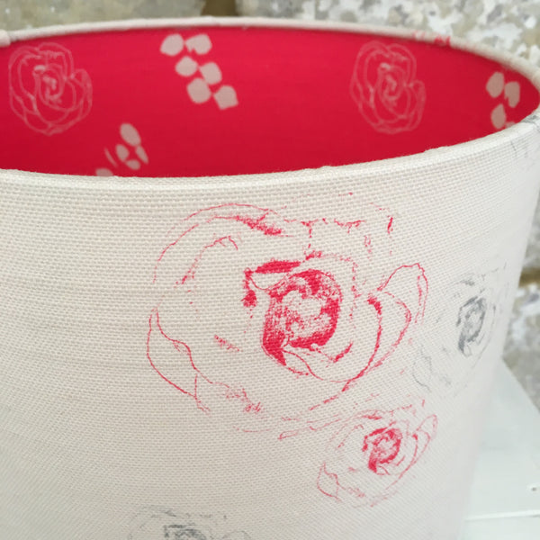 Faded Flora Linen Lampshade lined with Eucalyptus & Julio - Lolly & Boo - 1