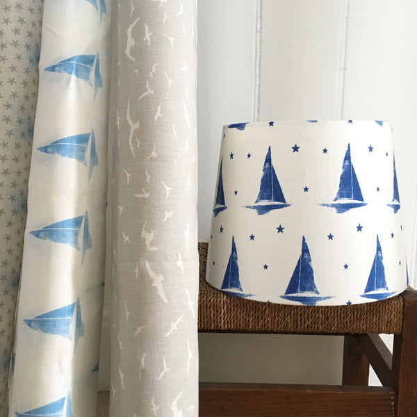 Yacht Club Deep Sea Blue Linen Lampshade - Lolly & Boo - 1