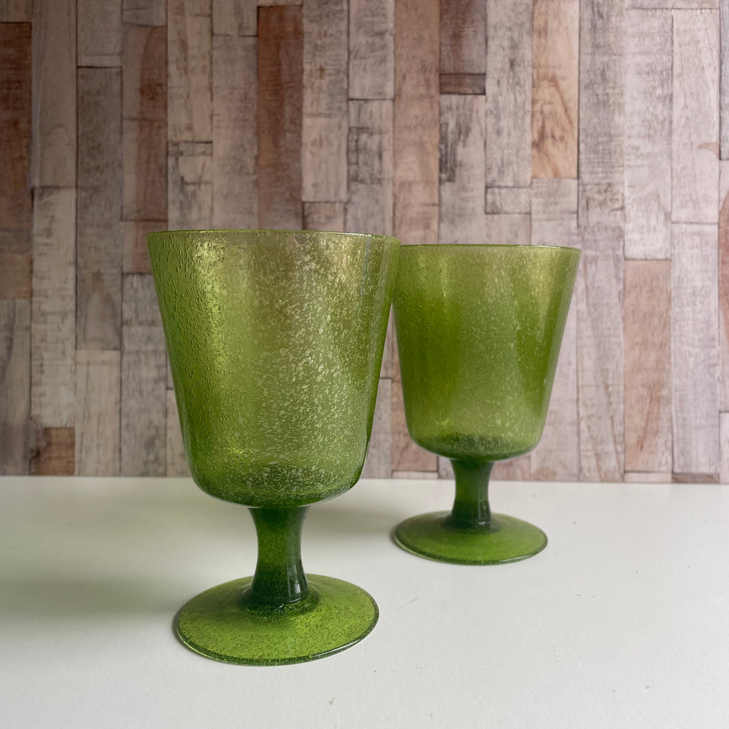 Handmade Recycled Glass Wine Glass - Apple Green