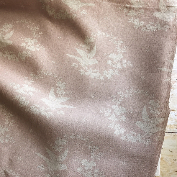 Peony & Sage Birdsong linen in faded old silk - offcut