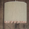 Natural Linen Pink Pom Pom Lampshade