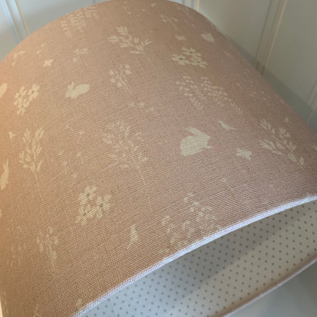 Peony & Sage Summertime Pale Pink Icing on Chunky Cream Linen - Offcut