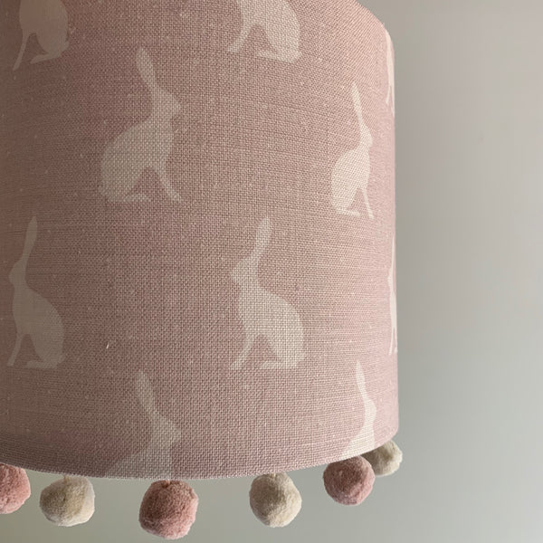 Peony & Sage Mini Hares Linen in Faded Heather - Offcut