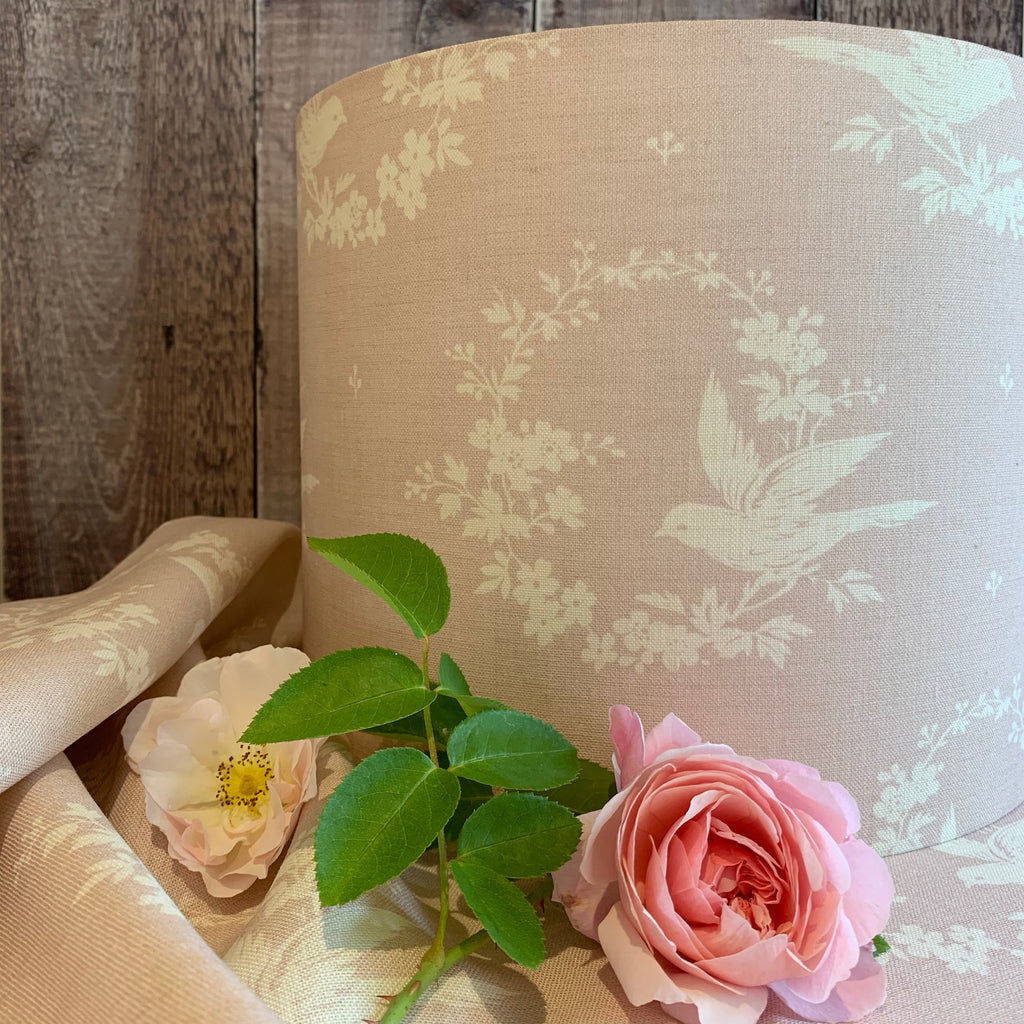 Birdsong in Pretty in Pink Linen Lampshade