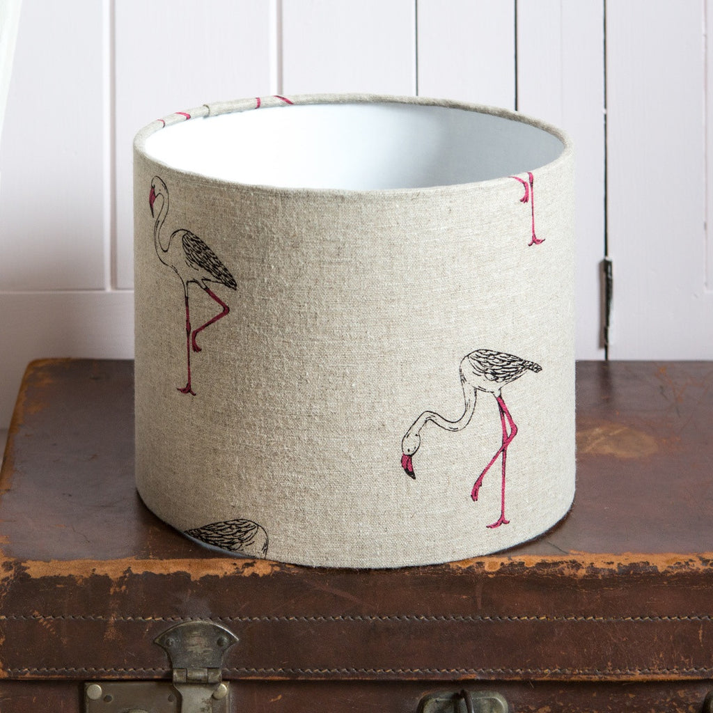 Flamingo Linen Drum Lampshade - Lolly & Boo