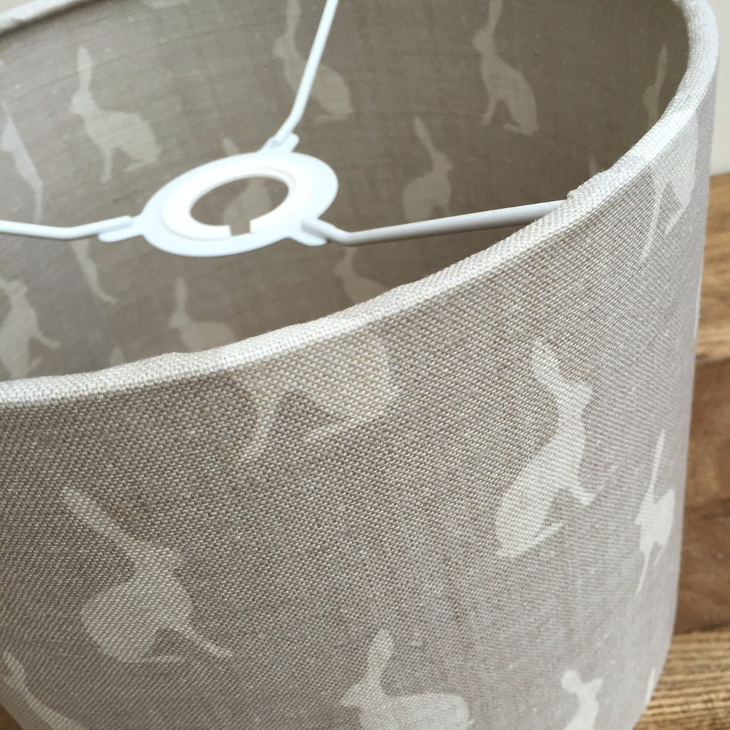 Gustavian Grey Mini Hares Linen Lined Lampshade - Lolly & Boo - 1