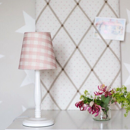 Pink Small Check Linen Lampshade - Lolly & Boo - 1