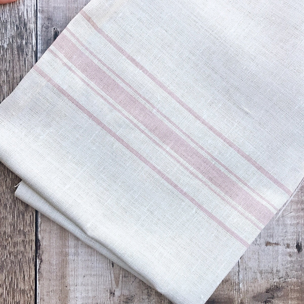 Peony & Sage Danish Stripe Linen Pink Icing - Offcut