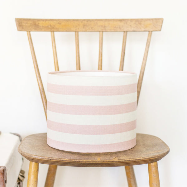 Pink Icing Summer Stripe Linen Drum Lampshade - Lolly & Boo - 1