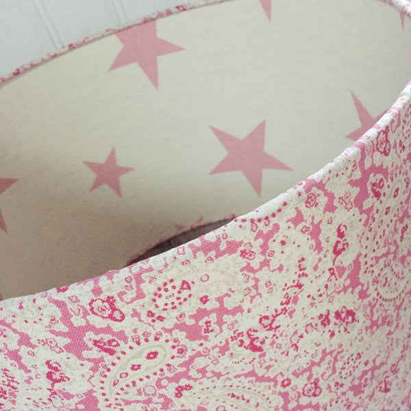 Pink Vintage Paisley Linen Lampshade With Stars Lining - Lolly & Boo - 1