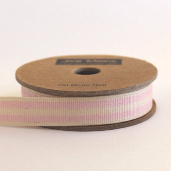 Pale Pink & Cream Striped Ribbon - Lolly & Boo