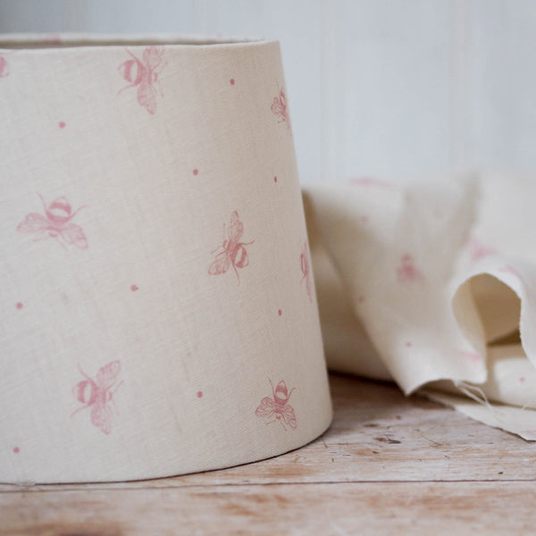 Blush Pink Busy Bees Linen Lampshade