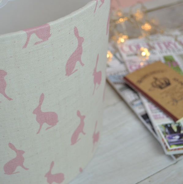 Blush Pink Hares Linen Drum Lampshade - Lolly & Boo