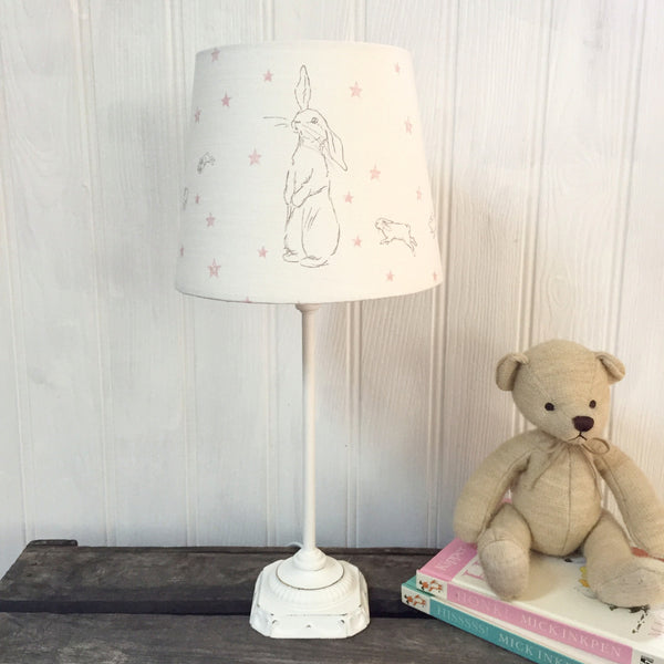 Rabbit All Star Linen Lampshade - pink or blue stars - Lolly & Boo - 1