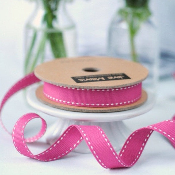 Raspberry Stitched Ribbon - Lolly & Boo